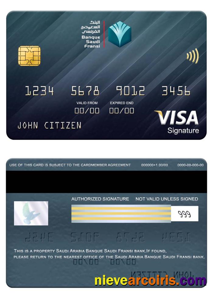 Saudi Arabia Banque Saudi Fransi bank visa signature card